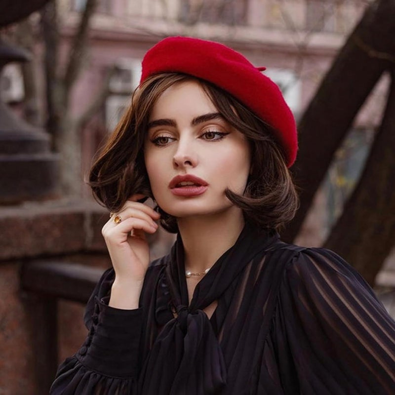 UTOWO Womens Wool French Beret Chic Solid Beanie Hat Stretchable Classic Beret - Image 2